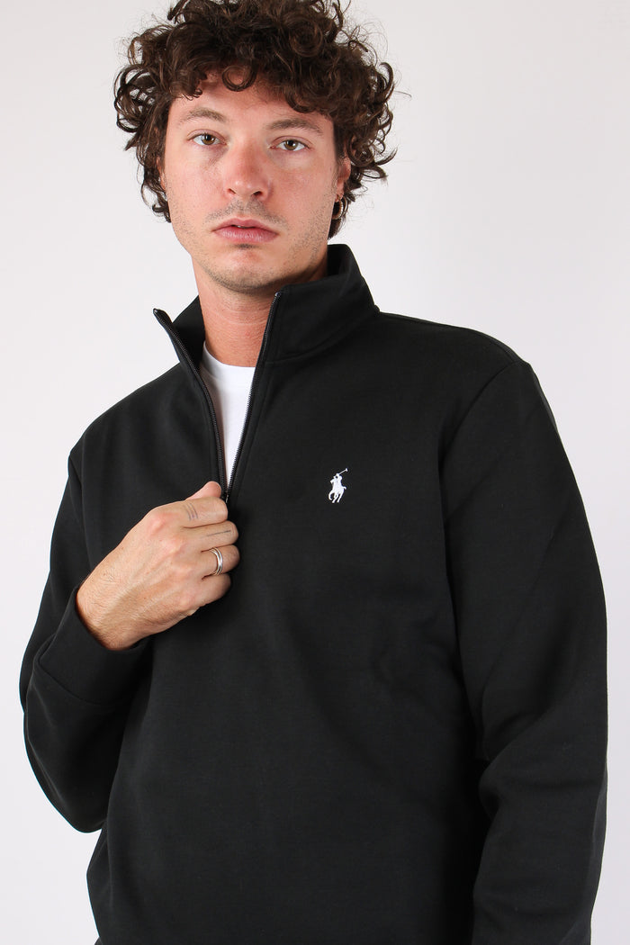 Felpa Mezza Zip Polo Black-7
