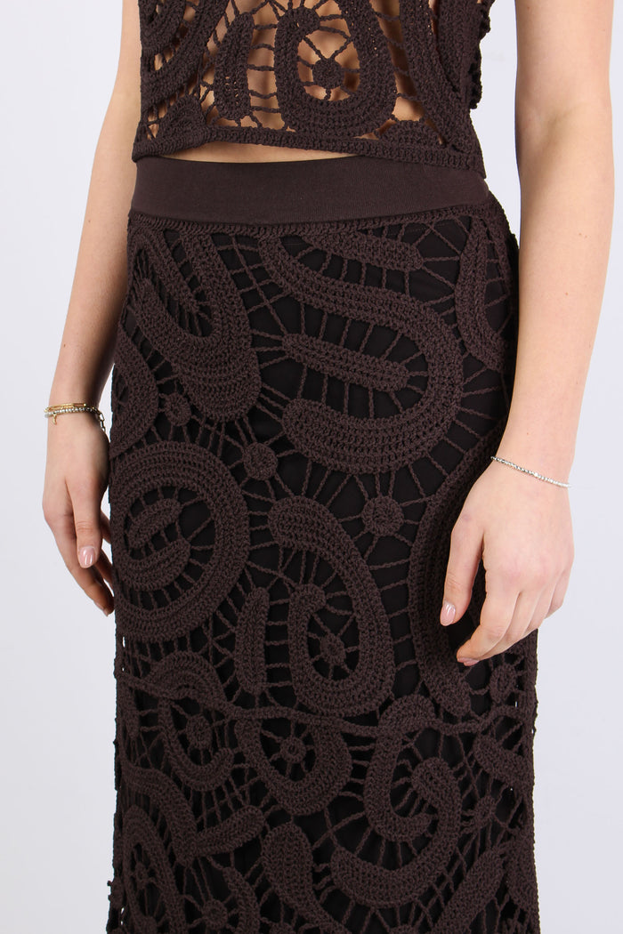 Maestrale Gonna Macrame Marrone Java-6