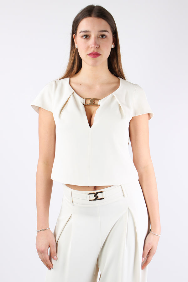 Capucine Top Corto Placca Ivory-2