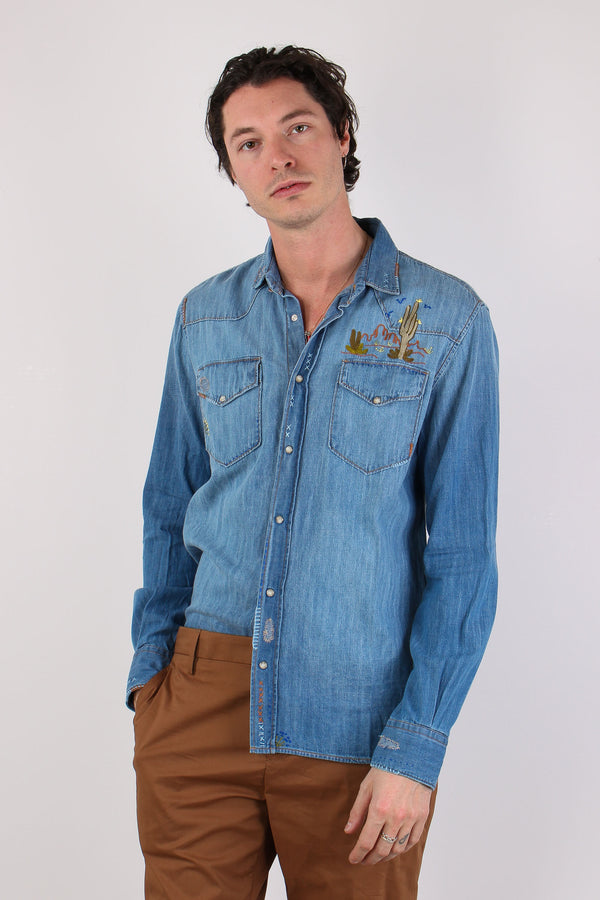 Camicia Denim Ricami Cactus Denim-2