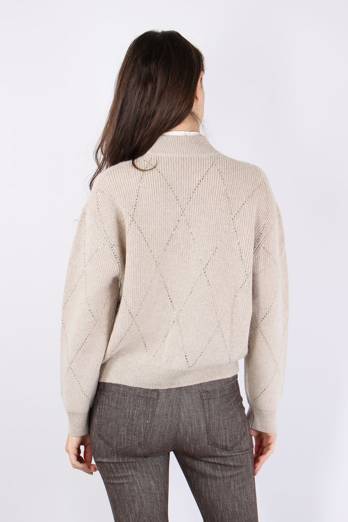 Giacca Ricamo Strass Beige-5