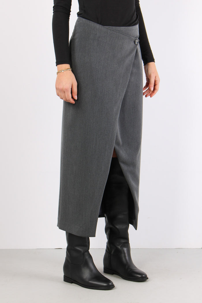 Gonna Assimetrica Flanella Grigio-7