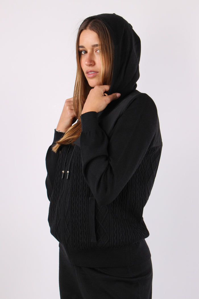 Maglia Zip Trecce Inserto Nero-6