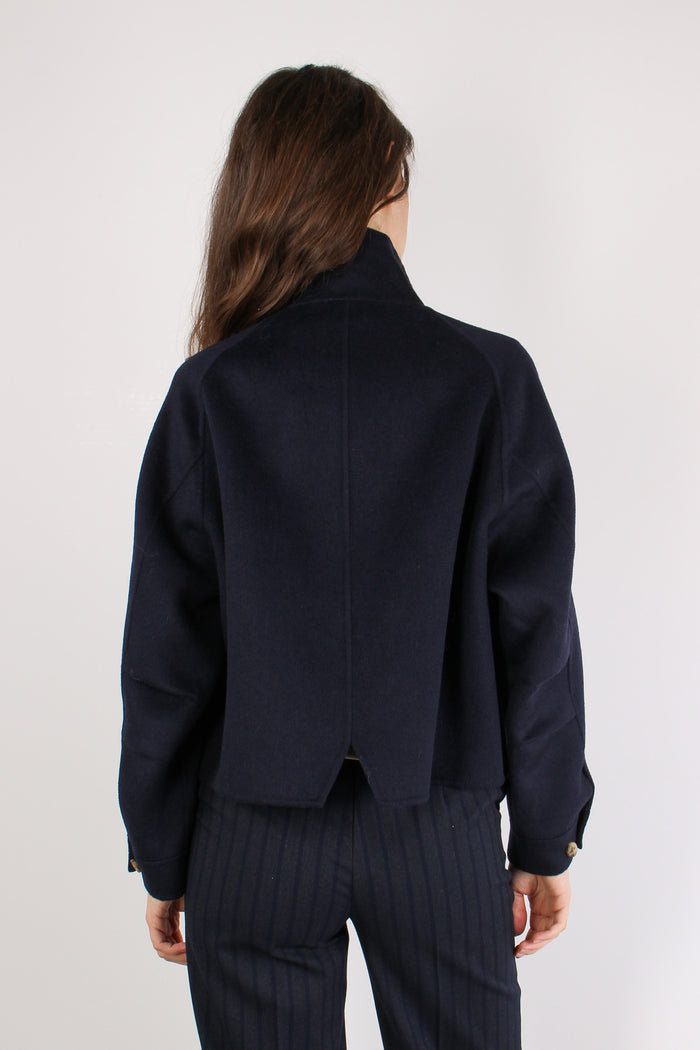 Giaccone Corto Tasche Blu-4