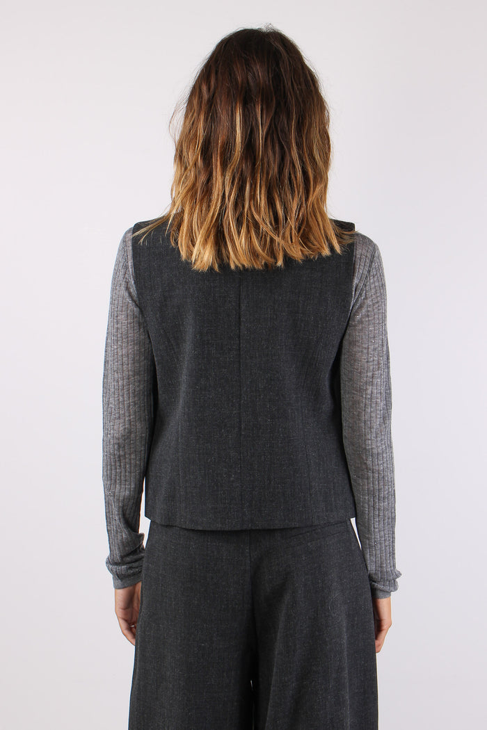 Gilet Passamanneria Intreccio Grigio-5
