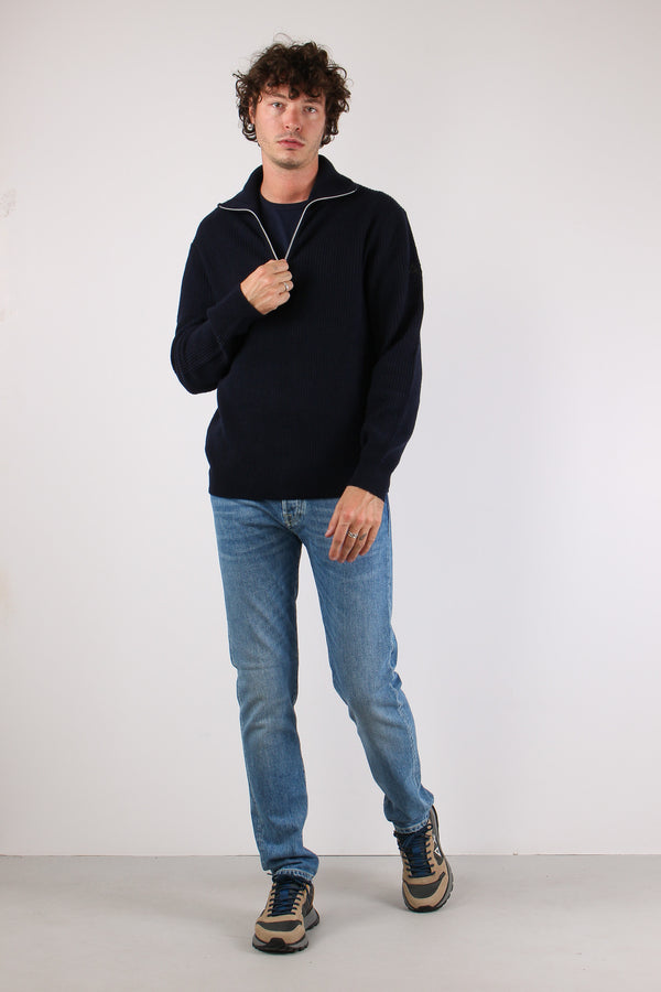 Mezza Zip Costa Inglese Navy Blue-2