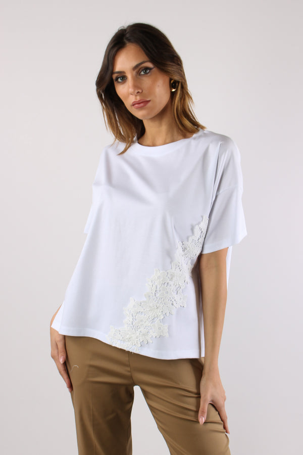 T-shirt Inserto Macrame Bianco-2