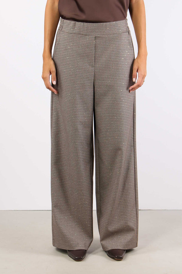 Pantalone Elastico Vita Pied D Beige/bordeaux-2