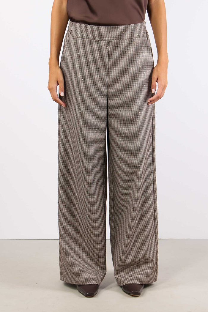 Pantalone Elastico Vita Pied D Beige/bordeaux-2