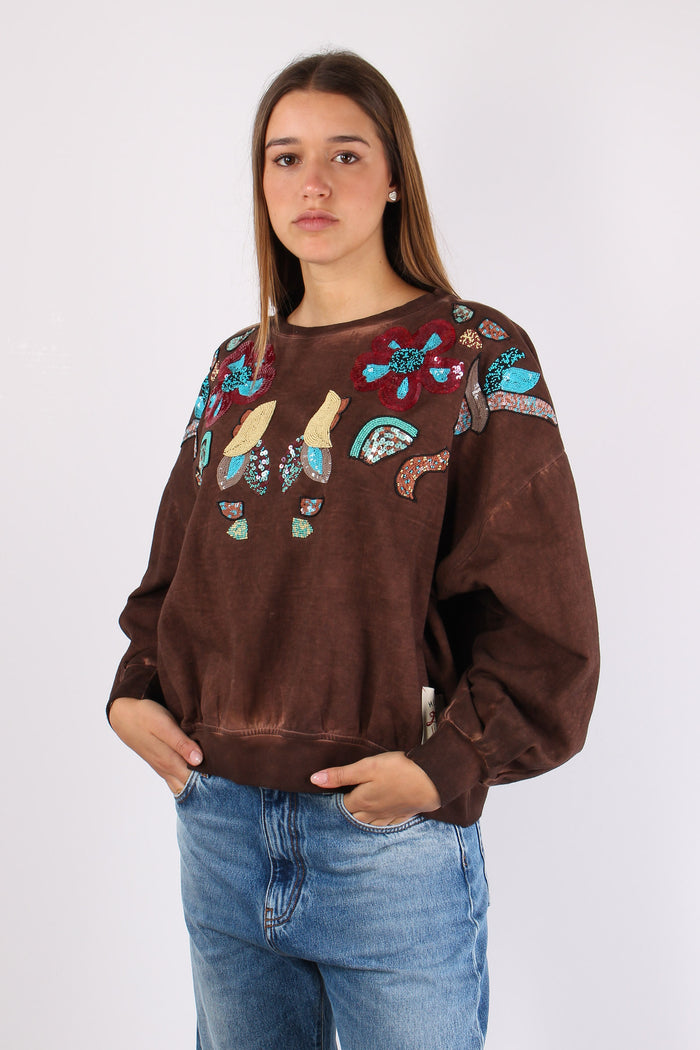 Felpa Over Patch Ricami Unica-7