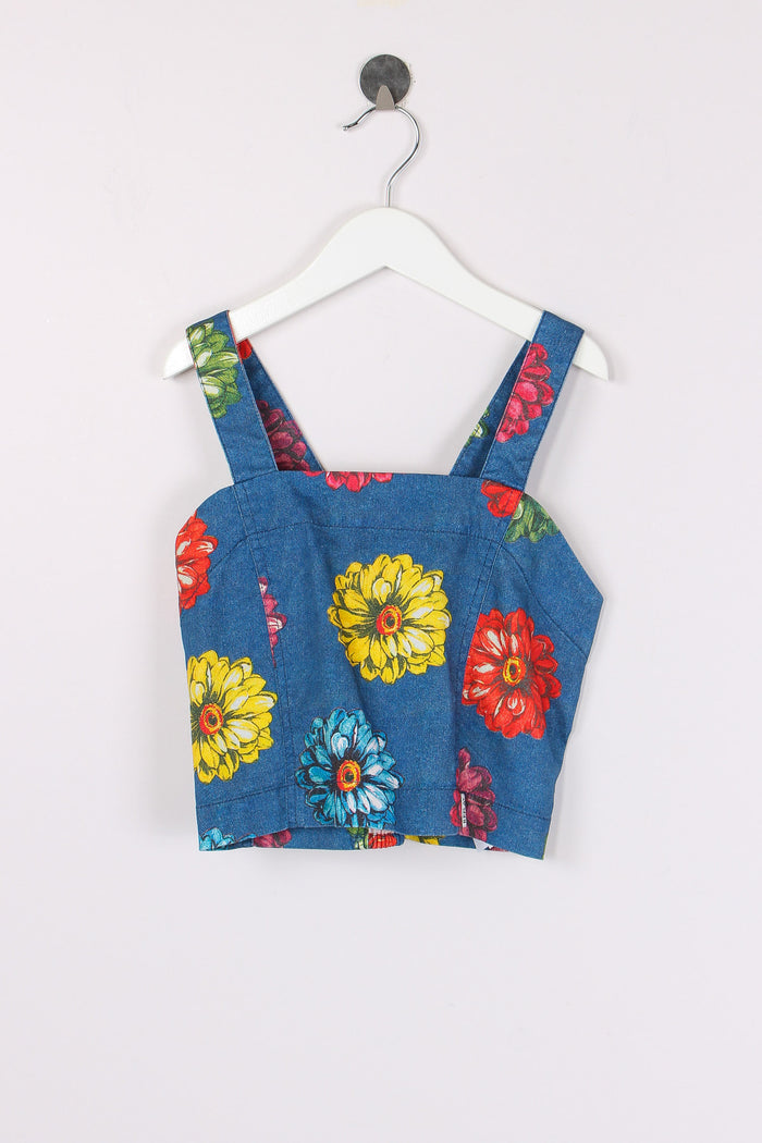 Top Fiore Dipinto Denim