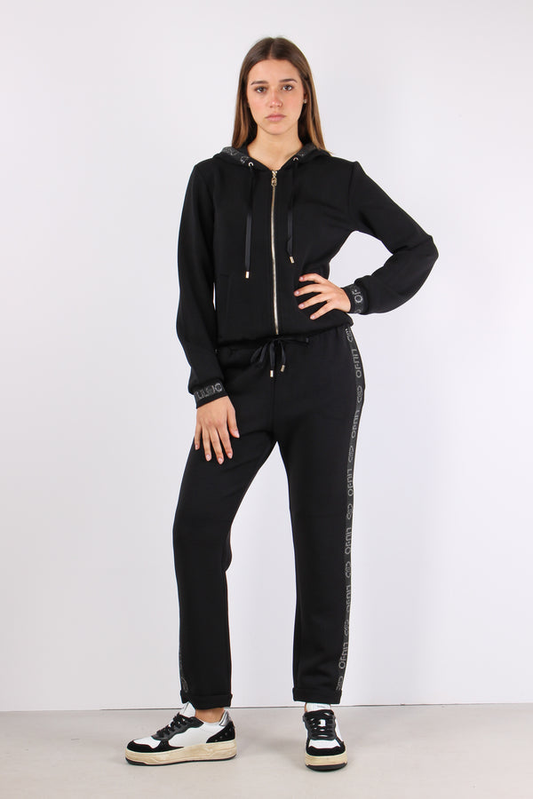 Pantaloni Modal Banda Strass Nero