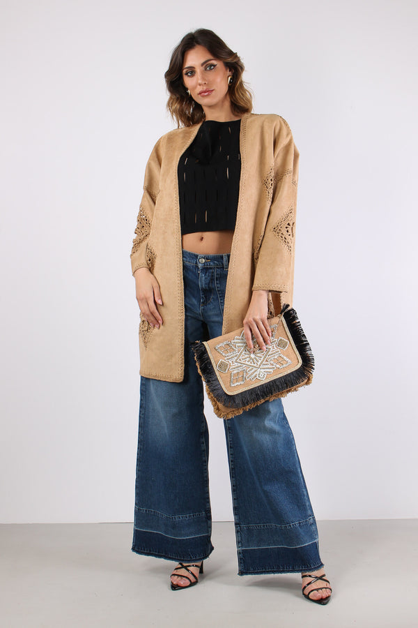 Kimono Eco Suede Ricami Suede