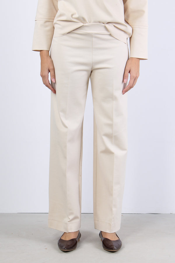 Pantalone Cropped Punto Milano Crema-2