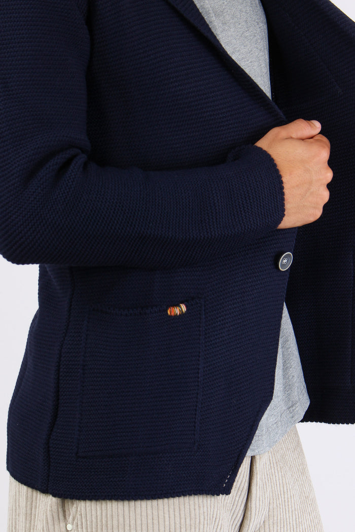 Giacca In Maglia Tasche Blu-8