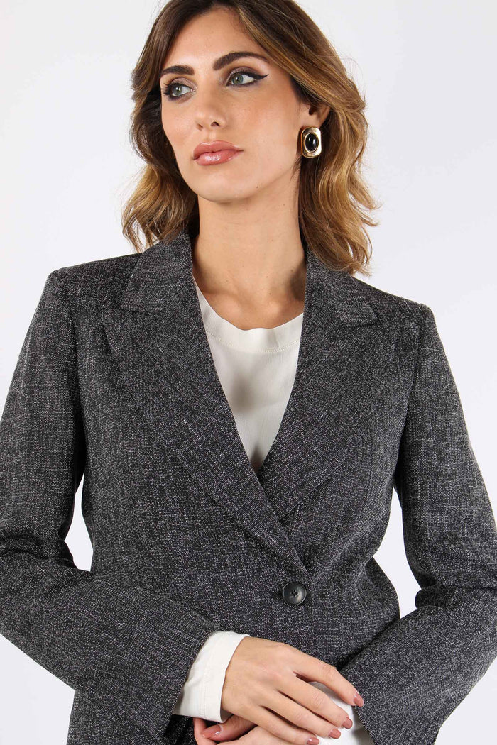 Giacca Tweed Stretch Nero-8