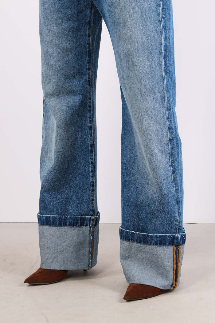 Wanda Denim Maxi Risvolto Denim Medio-8