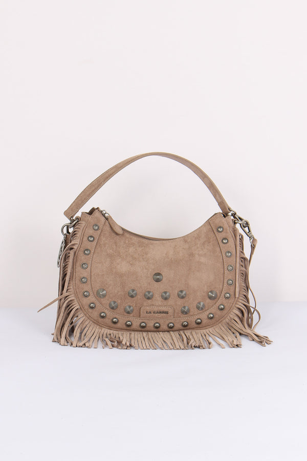 Mezzaluna Suede Frange Taupe