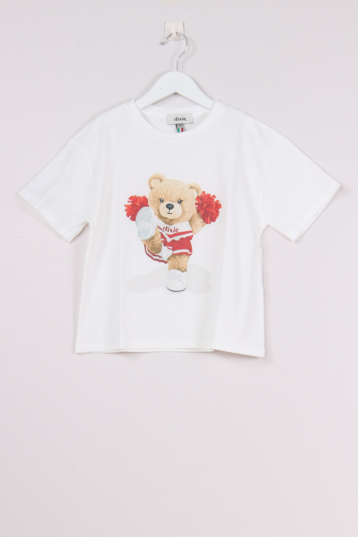 T-shirt Orsetto Strass Off White