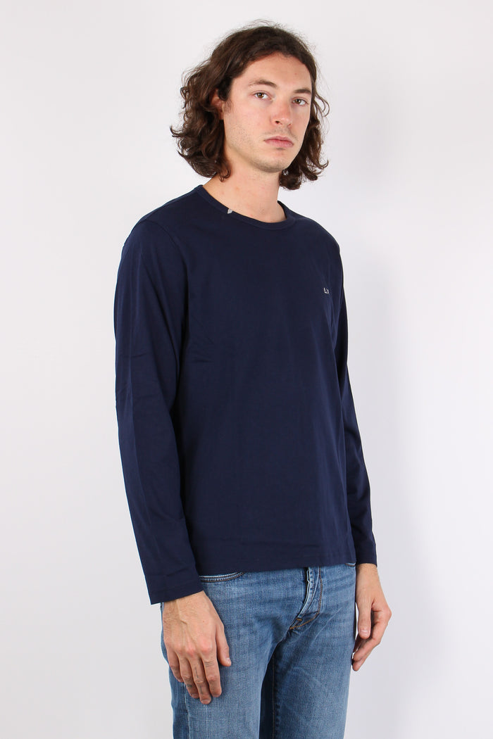 T-shirt Basica Manica Lunga Navy Blue-5