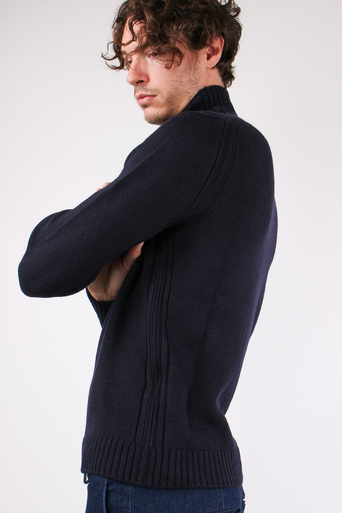 Maglia Collo In Piedi Blu-6