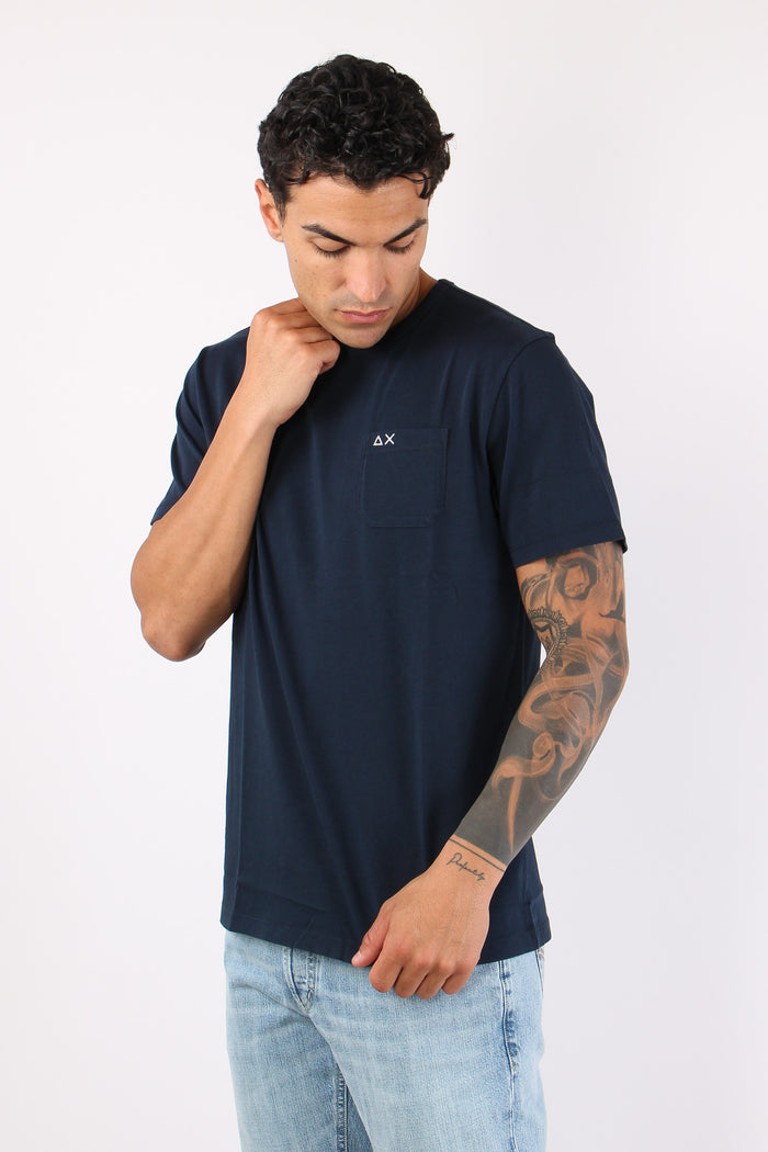 T-shirt Cotone Taschino Avio-3