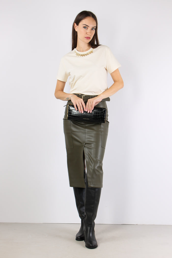 Mannea T-shirt Castoni Collo Bianco-7