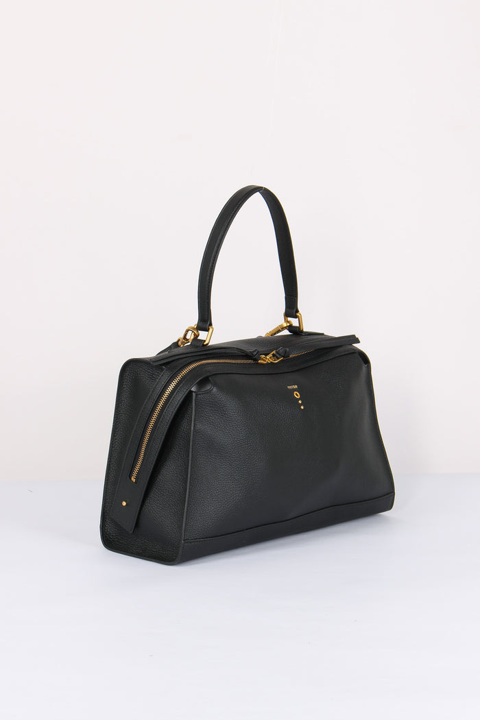 Maxi Trapezio Pelle Martellata Black-6