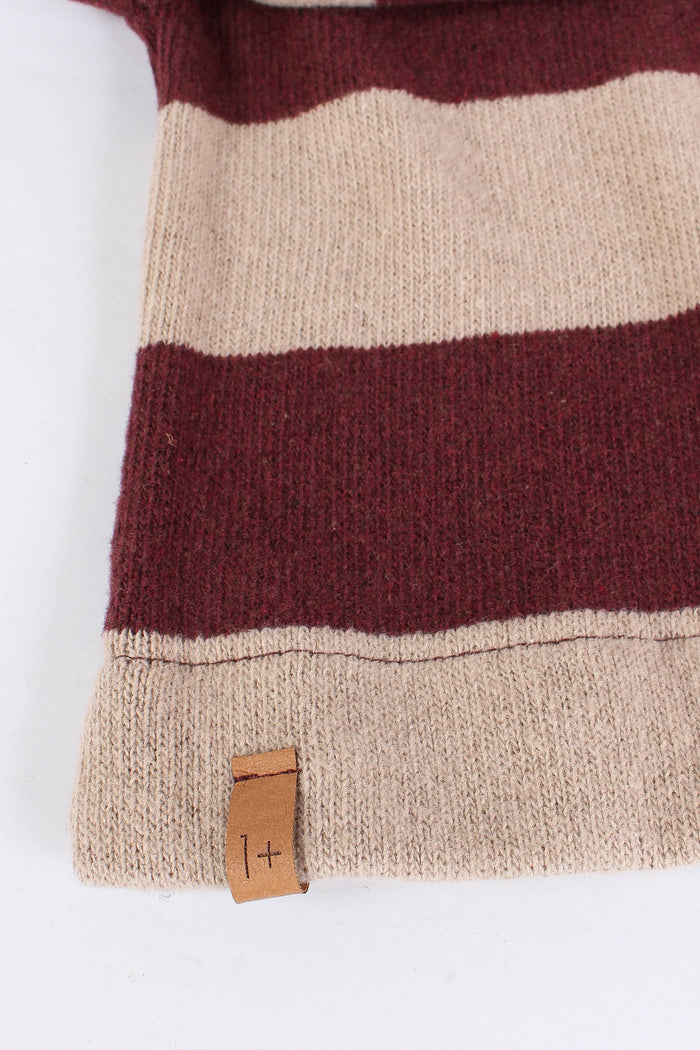 Maglia Riga Caldo Cotone Melanzana/beige-4