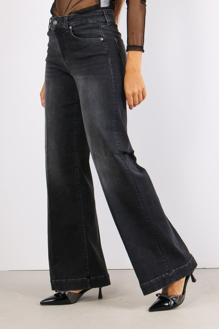 Pantalone Flare Authentic Nero Lavato-3