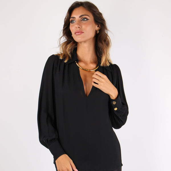 Camicia Collo Catena Nero-2