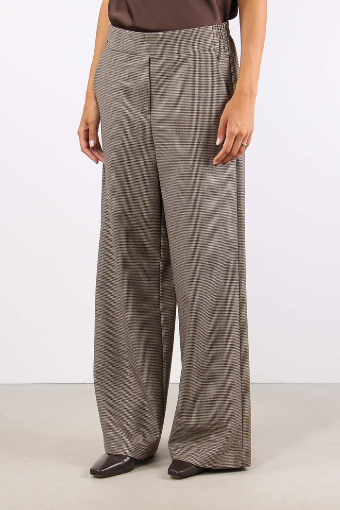 Pantalone Elastico Vita Pied D Beige/bordeaux-3
