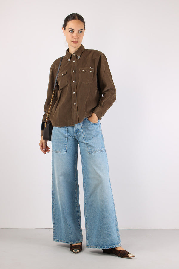 Camicia Velluto Millerighe Aut Vandyke Brown
