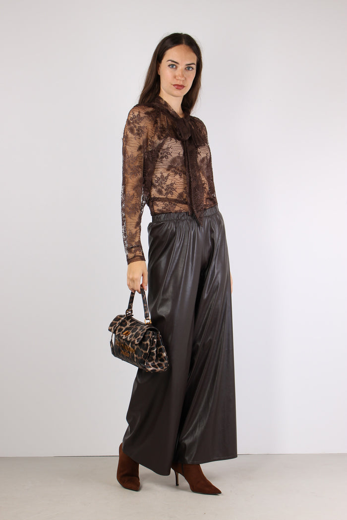 Pantalone Scampanato Ecopelle Moro-3