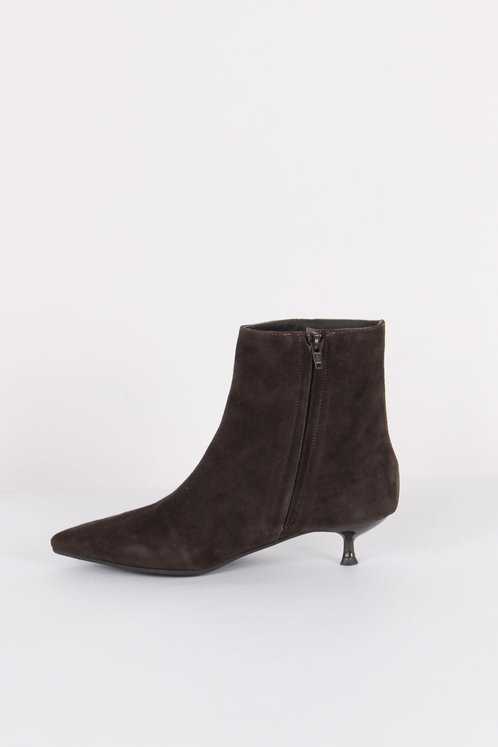Tronchetto Suede Tacco Basso Moro-6