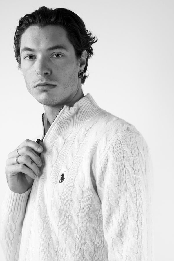 Felpa Mezza Zip Tecnica Cream-2