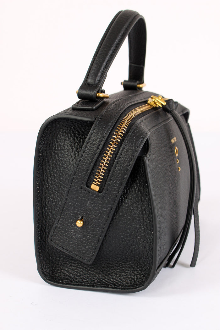 Mini Trapezio Pelle Martellata Black-5