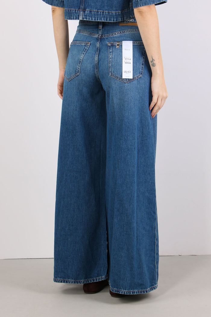 Jeans Flare Ampio Denim Scuro-4
