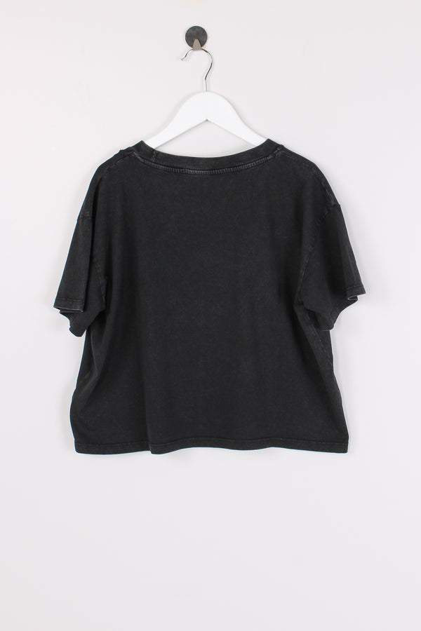 T-shirt Cropped Stone Washed Nero-2