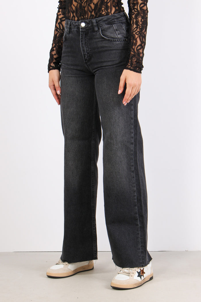 Denim Palazzo Vita Regolare Nero-3