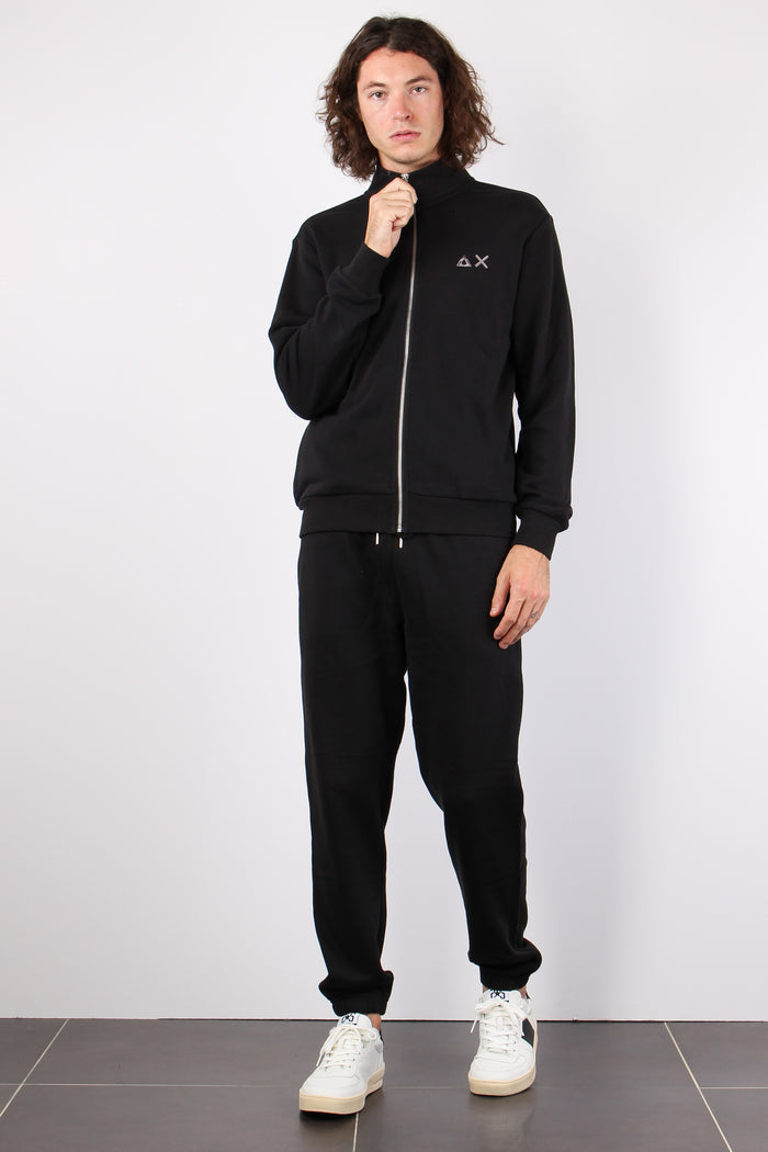 Maglia Cotone Full Zip Nero-2