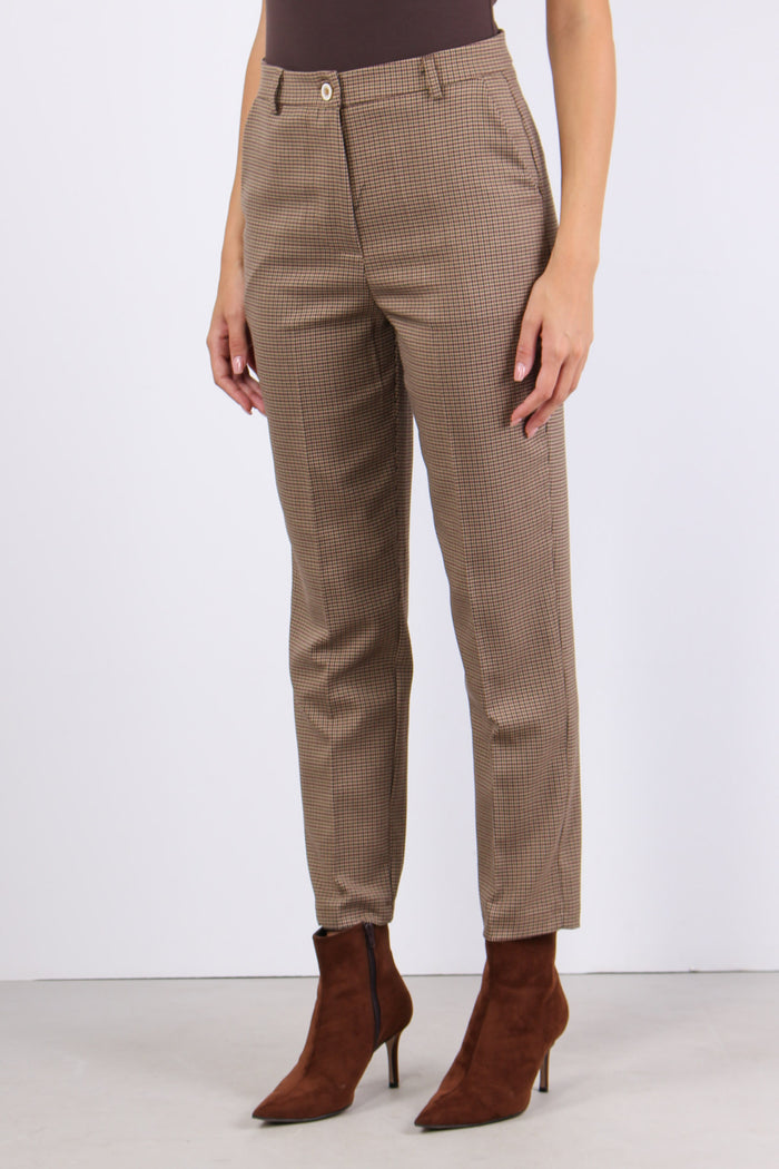 Pantalone Micro Pied De Poule Cammello-3