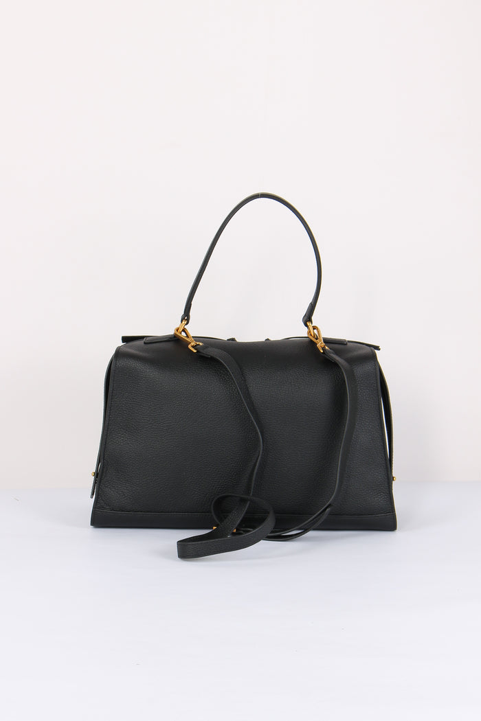 Maxi Trapezio Pelle Martellata Black-3