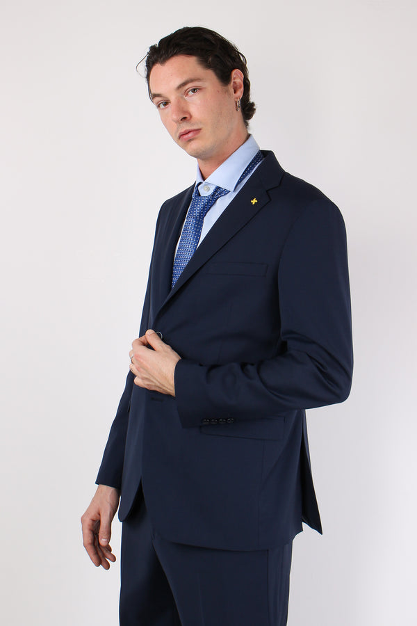 Abito Misto Lana Slim Blu-2