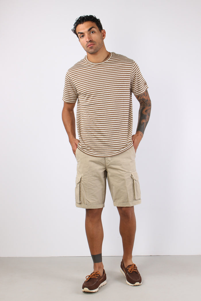 T-shirt Riga Misto Lino Beige/bianco-4