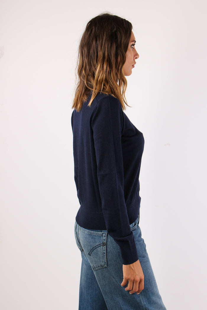 Maglia Girocollo Lana Merinos Hunter Navy-6