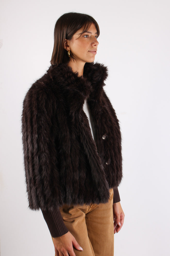 Pelliccia Corta Polsino Maglia Peated-6