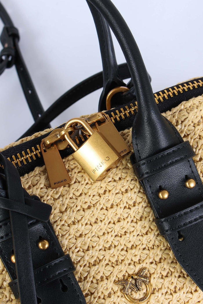 Bowling Bag Rafia Rafia/nero-5