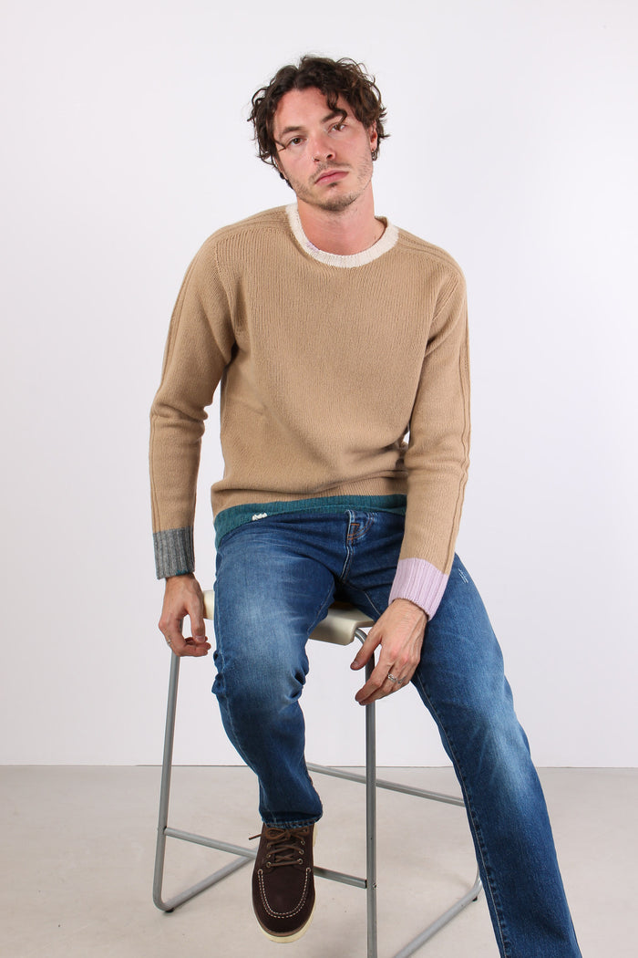 Maglia Girocollo Bordi Colori Ruggine-6