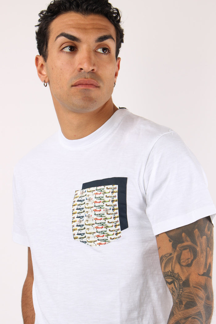T-shirt Girocollo Taschino Optic White-7